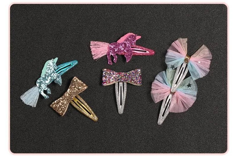 1 Pair/2pcs Hair Tie Bow Turban Newborn Kids Headwear Baby Girl Accessories Rainbow Unicorn Avocado Panda Ice Cream Children