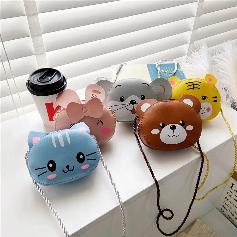 Lovely Children's Mini Shoulder Bags PU Leather Boys Girls Small Crossbody Bag Cute Cartoon Baby Kids Pink Red Coin Purse Wallet