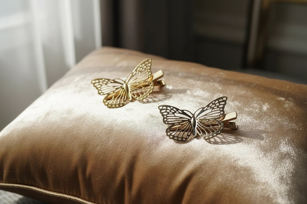 2Pcs Alloy Butterfly Hair Clip Women Simple pretty  Elegant Wild Hairpin Female Wedding Hair Accessories holidays cruises romantic picnics