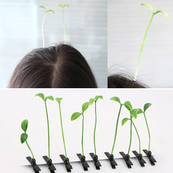 2pcs Hair Clip Plants Show Moe Artifact Small Bean Sprouts Miaofa Clip Head Long Grass Wacky Cartoon Headdress Flower spring fancy dress  mushroom clover flower sunflower shoot