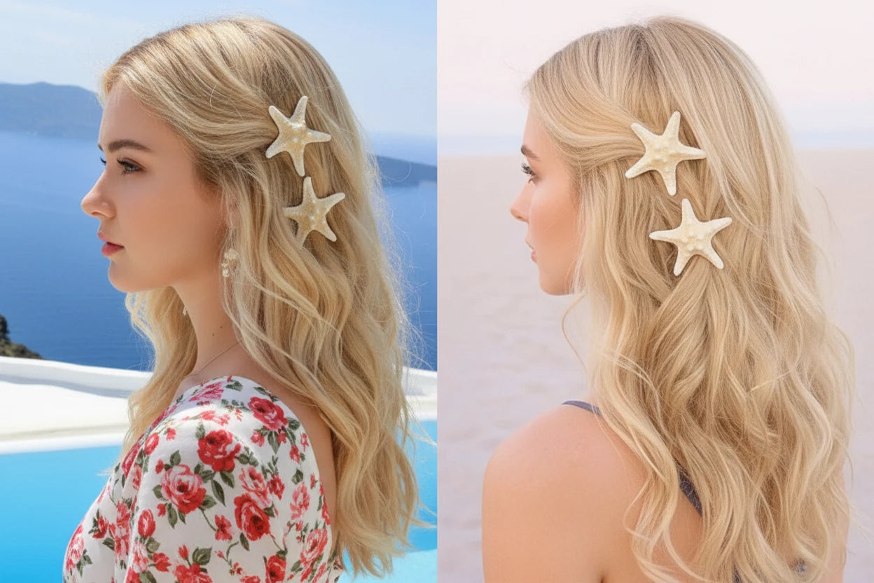 Summer Sea Starfish 1 Pcs Hair Clips Women Nice Star Starfish Sweet Hairpin Beach Hair Clip Girls Fashion cruise beach party holiday hair