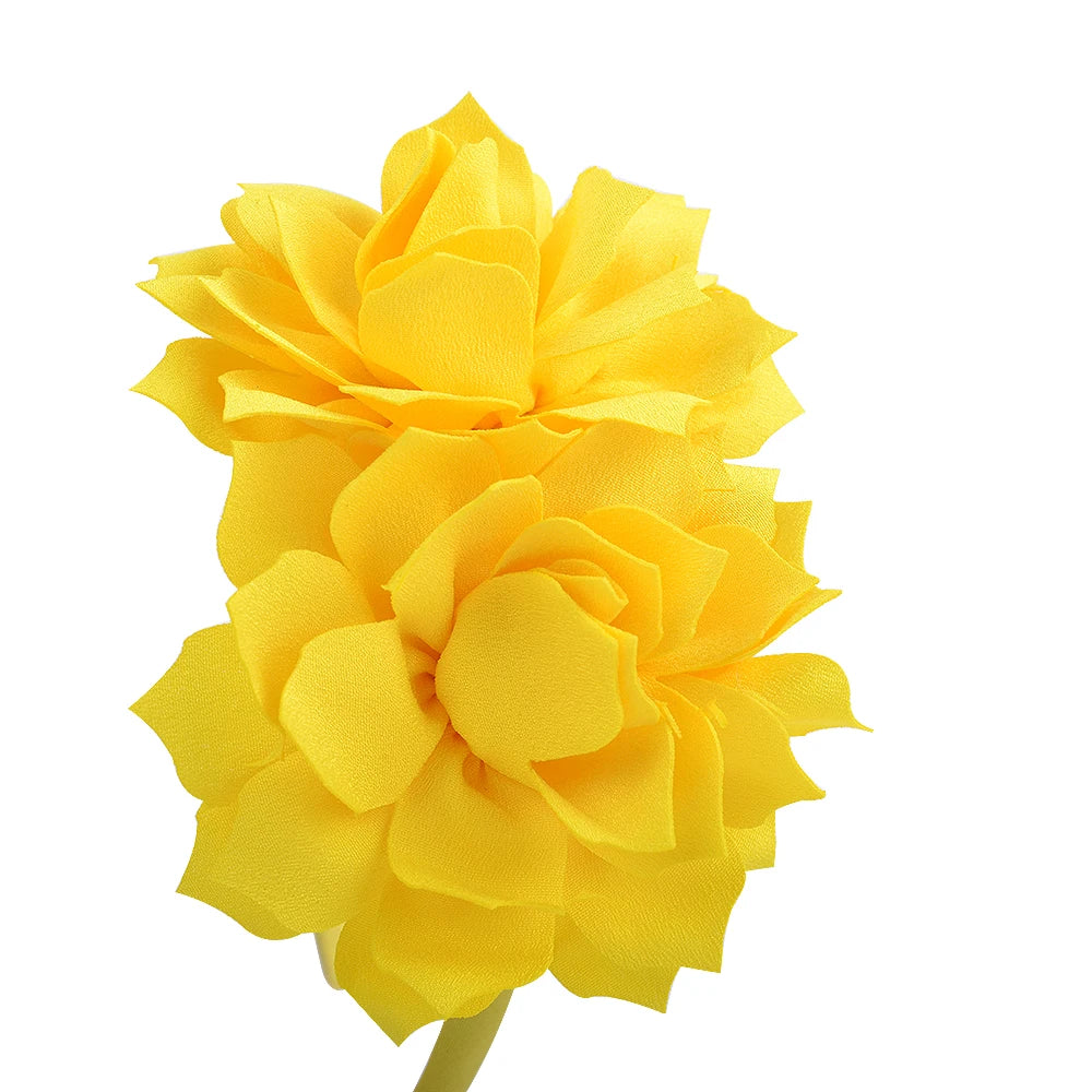 3.7 Inch  Solid Big Flower Headband Hair Band for Children Girls Bows Hair Hoop Grosgrain Ribbon Hair Accessories NEW Handmade
