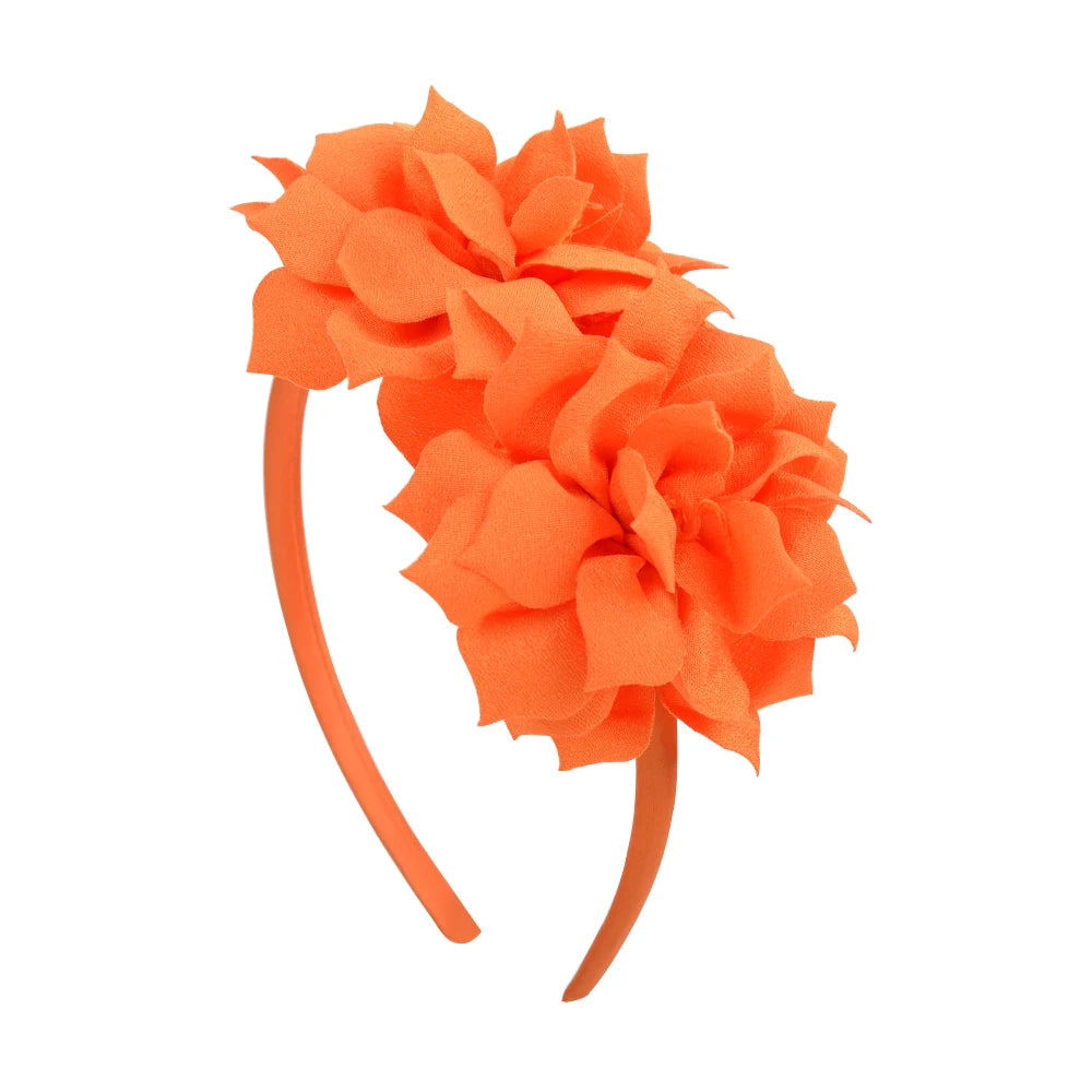 3.7 Inch  Solid Big Flower Headband Hair Band for Children Girls Bows Hair Hoop Grosgrain Ribbon Hair Accessories NEW Handmade