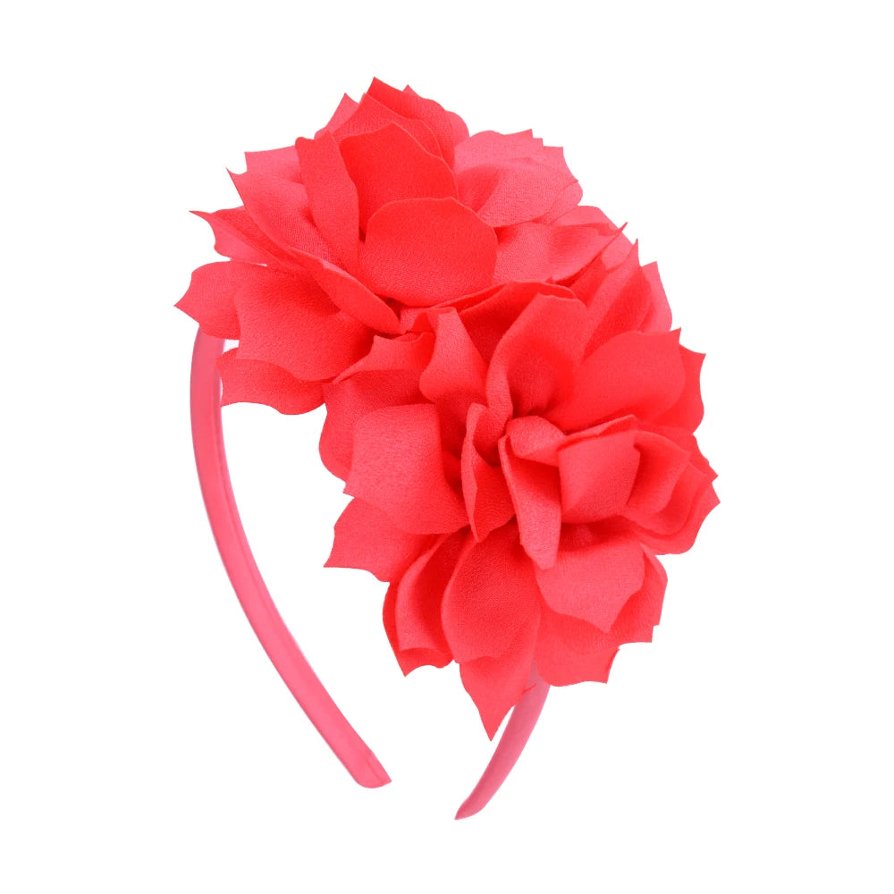 3.7 Inch  Solid Big Flower Headband Hair Band for Children Girls Bows Hair Hoop Grosgrain Ribbon Hair Accessories NEW Handmade