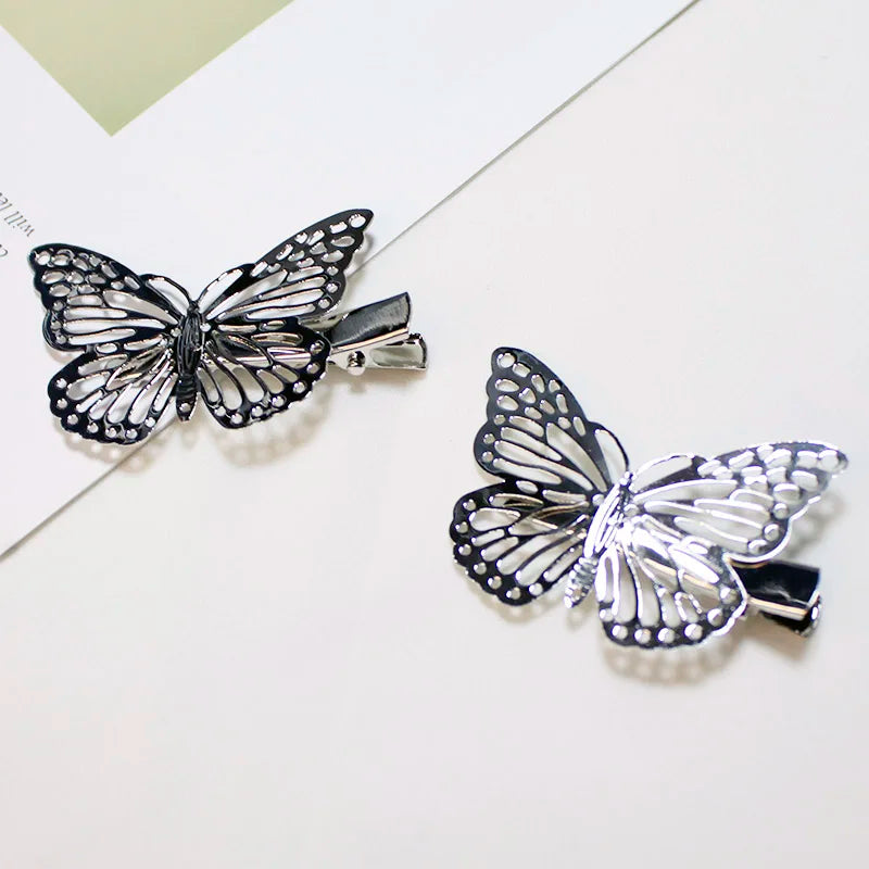 2Pcs Alloy Butterfly Hair Clip Women Simple pretty  Elegant Wild Hairpin Female Wedding Hair Accessories holidays cruises romantic picnics