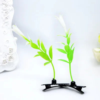 2pcs Hair Clip Plants Show Moe Artifact Small Bean Sprouts Miaofa Clip Head Long Grass Wacky Cartoon Headdress Flower spring fancy dress  mushroom clover flower sunflower shoot