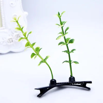 2pcs Hair Clip Plants Show Moe Artifact Small Bean Sprouts Miaofa Clip Head Long Grass Wacky Cartoon Headdress Flower spring fancy dress  mushroom clover flower sunflower shoot
