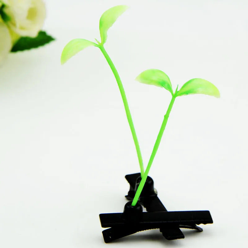 2pcs Hair Clip Plants Show Moe Artifact Small Bean Sprouts Miaofa Clip Head Long Grass Wacky Cartoon Headdress Flower spring fancy dress  mushroom clover flower sunflower shoot