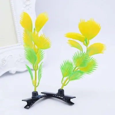 2pcs Hair Clip Plants Show Moe Artifact Small Bean Sprouts Miaofa Clip Head Long Grass Wacky Cartoon Headdress Flower spring fancy dress  mushroom clover flower sunflower shoot