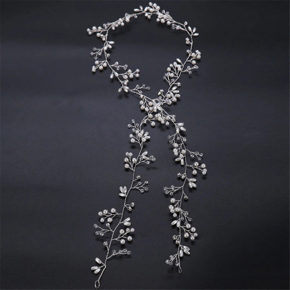 Bridal Wedding Crystal bride hair accessories Pearl Flower headband Handmade hairband Beads Decoration Hair Comb For Women