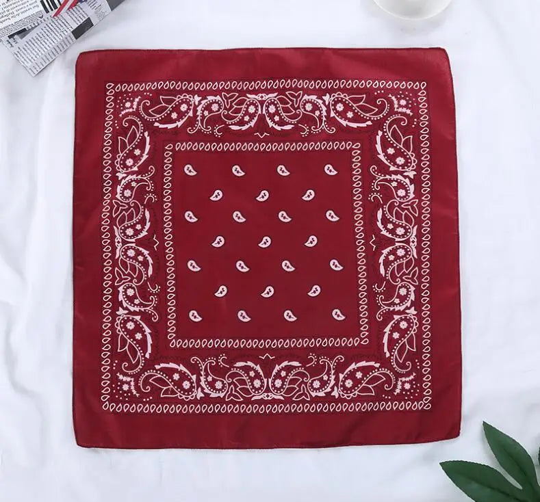2024 Fashion Hip Hop Bandana Square Scarf 54cm*54cm Black Red Headband Printed For Women/Men/Boys/Girls