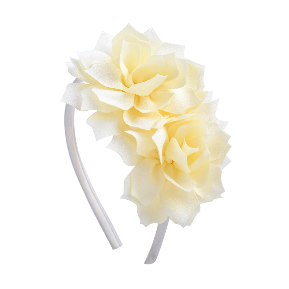 3.7 Inch  Solid Big Flower Headband Hair Band for Children Girls Bows Hair Hoop Grosgrain Ribbon Hair Accessories NEW Handmade