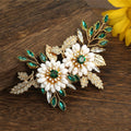 Europe and America Cross Border for Grandmother Green Claw Settings Gold Leaves Hair Clip Accessories Bridal