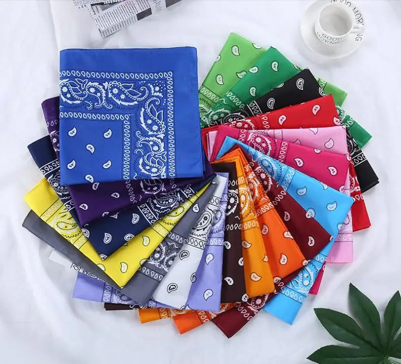 2024 Fashion Hip Hop Bandana Square Scarf 54cm*54cm Black Red Headband Printed For Women/Men/Boys/Girls