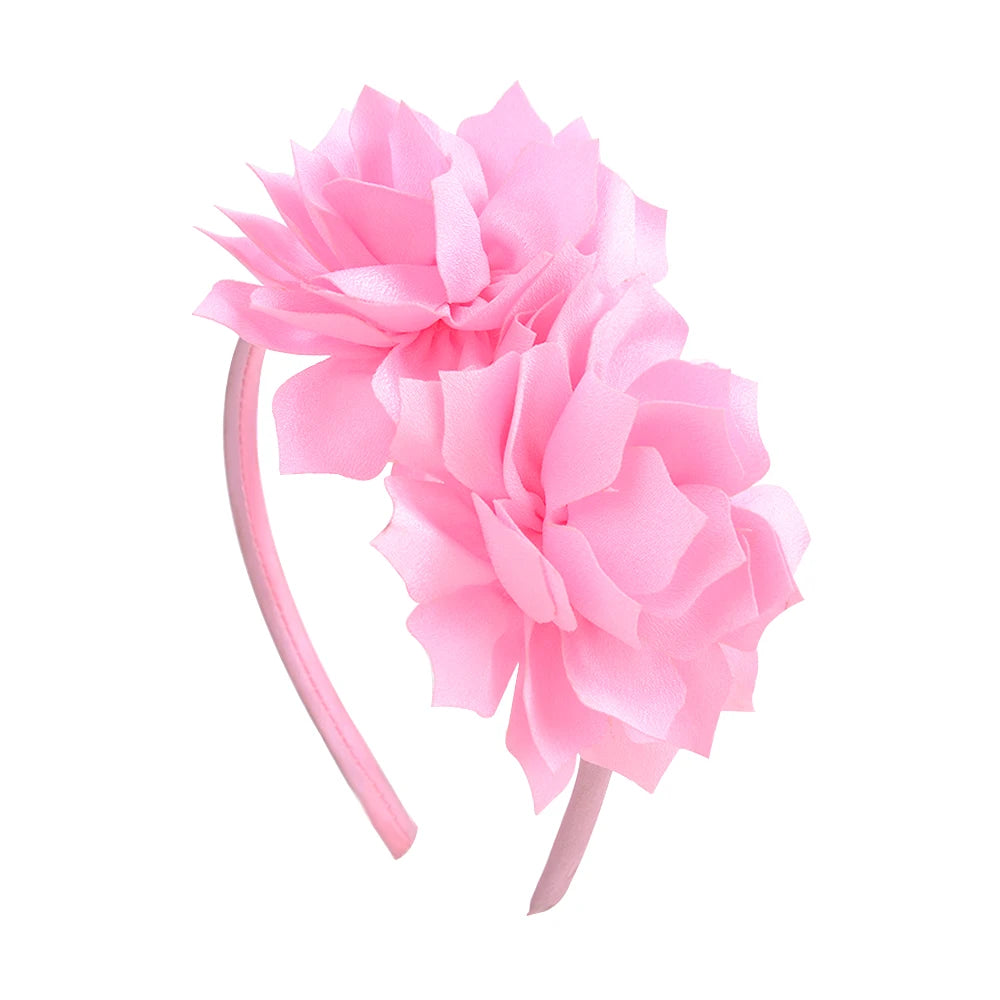 3.7 Inch  Solid Big Flower Headband Hair Band for Children Girls Bows Hair Hoop Grosgrain Ribbon Hair Accessories NEW Handmade