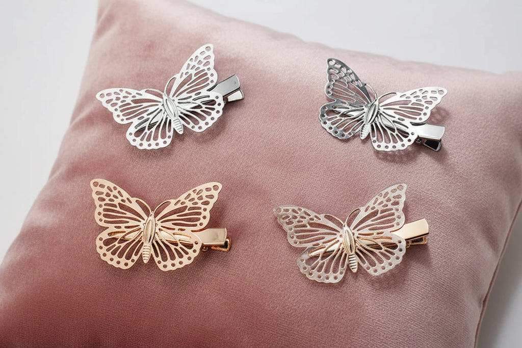 2Pcs Alloy Butterfly Hair Clip Women Simple pretty  Elegant Wild Hairpin Female Wedding Hair Accessories holidays cruises romantic picnics