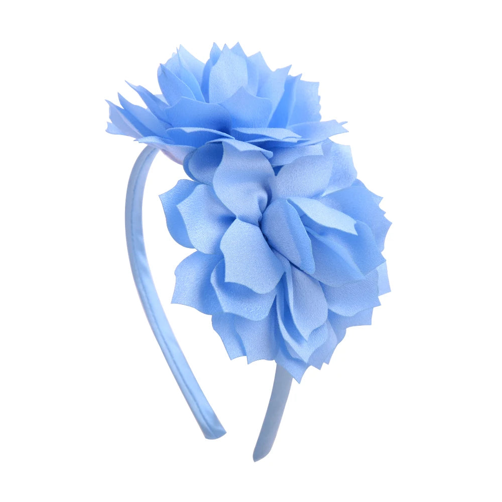 3.7 Inch  Solid Big Flower Headband Hair Band for Children Girls Bows Hair Hoop Grosgrain Ribbon Hair Accessories NEW Handmade