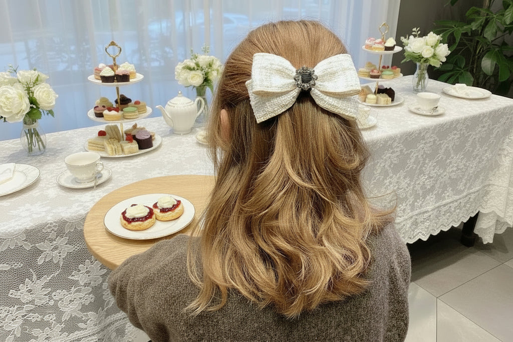 Elegant Plaid Cloth Hairpins Adult Crystal Heart Pearl Luxury Fabric Bow Hair Clip Pin for Girls Women Hair Jewelry Headpiece party’s holidays tweed