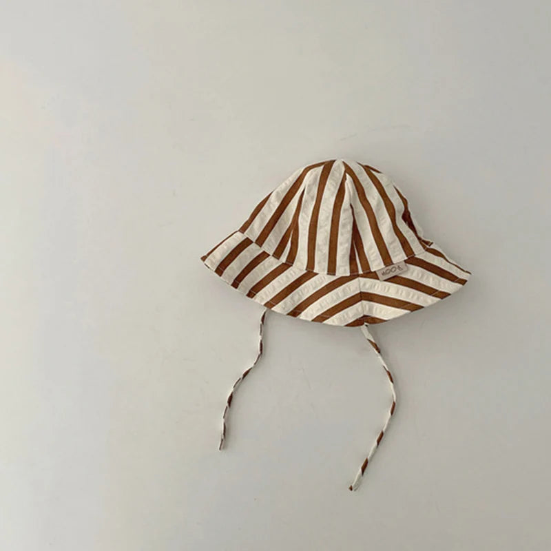 Double Sided Baby Bucket Hat Solid Color Striped Plaid Fisherman Cap for Infant Panama Bonnet Summer Kids Sun Visor Hats 6 month to 18 month