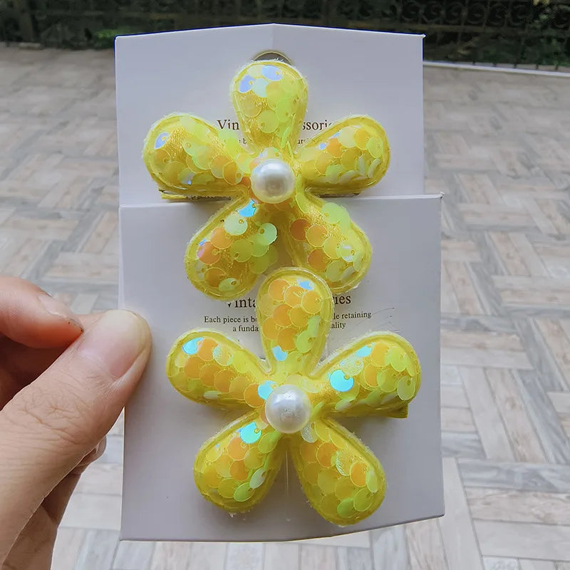 2PCS New Princess Scaly Heart Girls Hairpins Children Lovely Headwear Hairgrip Hair Clips Barrettes Hair Accessories butterfly star party