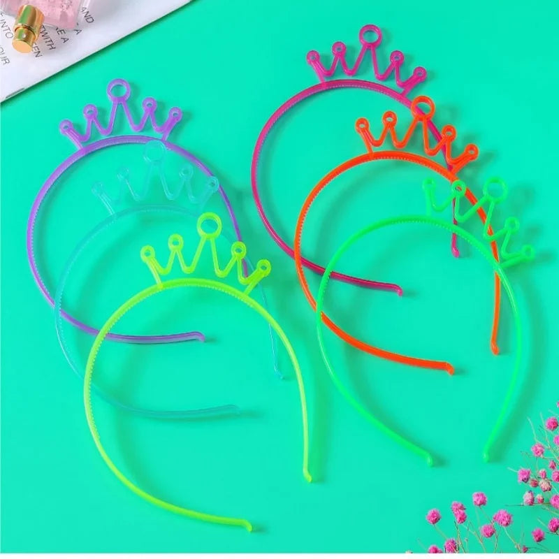 6/12PCS Girls Noctilucent Crown Headbands Women Headband Plastic Teeth Hairbands Kids Family Decoration Party Hair Accessories