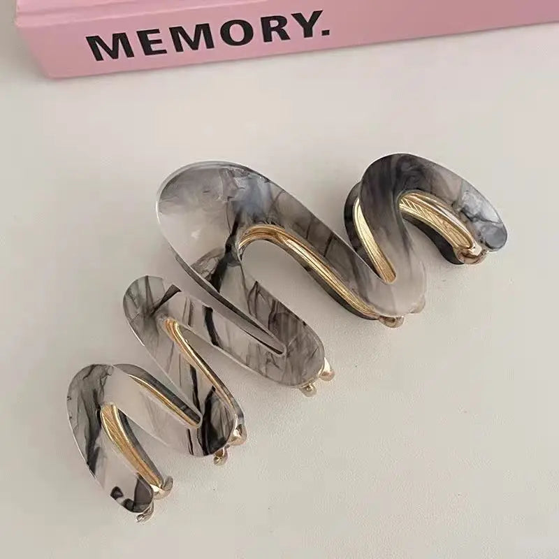 1pc New Acetic Acid claw  Clip High Quality Metal Grip Clip Wave Fashion Hair Grip Women's Premium Sense