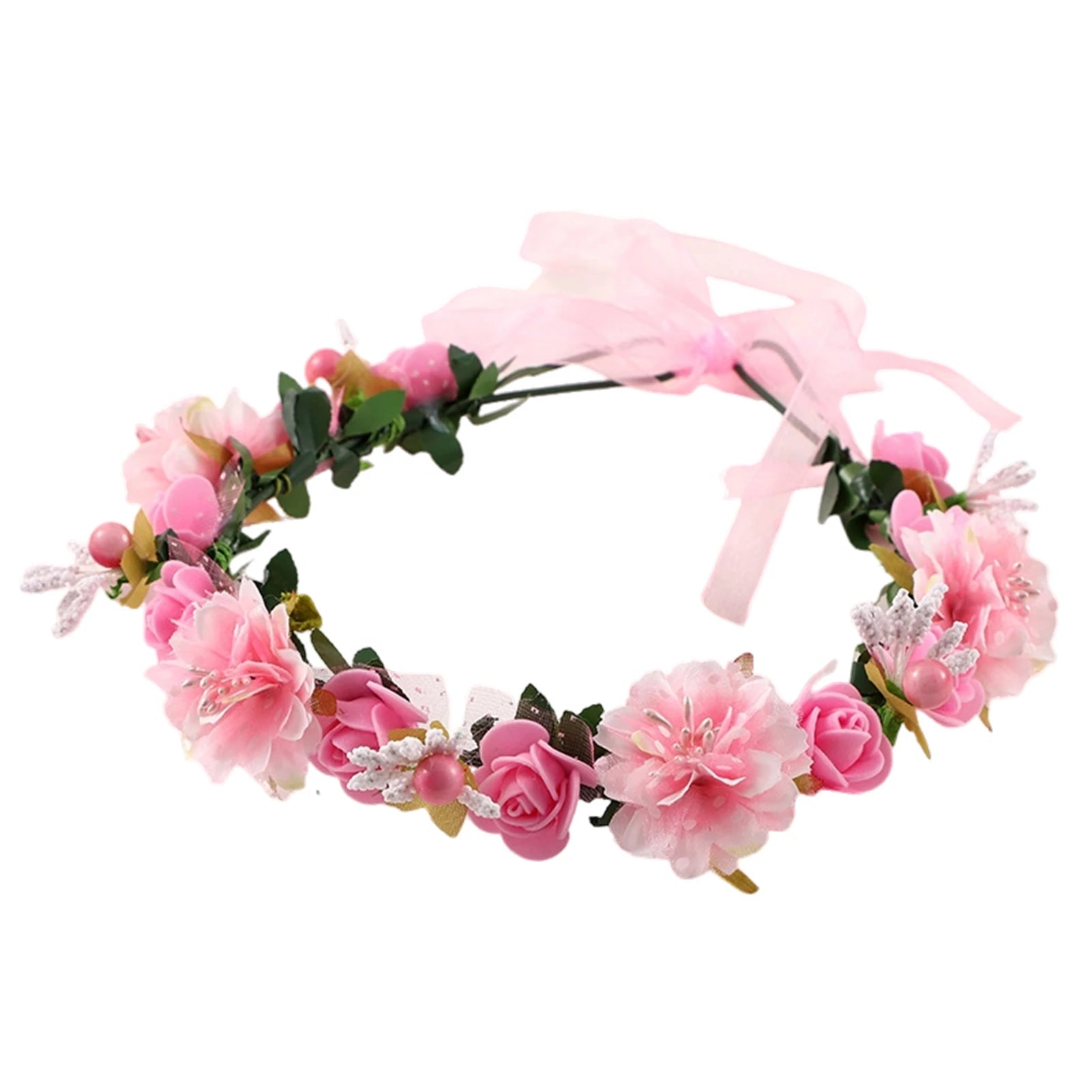 Bridal Flower Crown Headpiece DIY Hair Accessory for Wedding Bride Party Decoration Floral Wreath Hairband Hair Styling