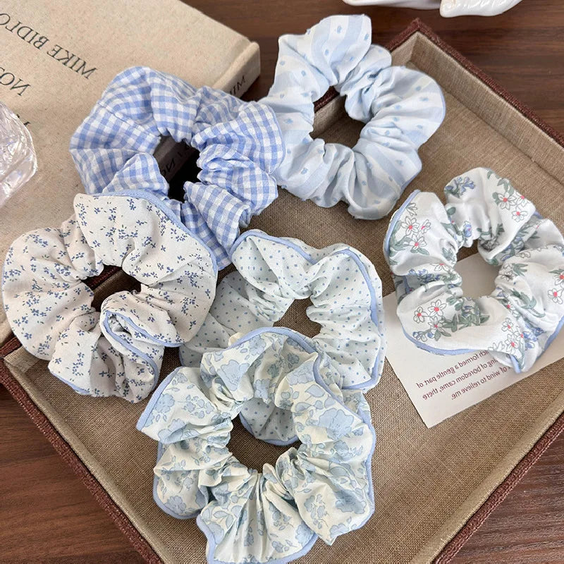 6 x Scrunchies Small Blue tones