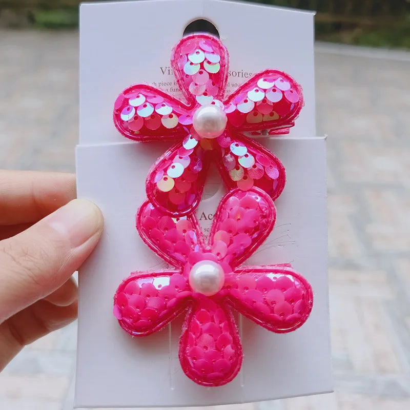 2PCS New Princess Scaly Heart Girls Hairpins Children Lovely Headwear Hairgrip Hair Clips Barrettes Hair Accessories butterfly star party
