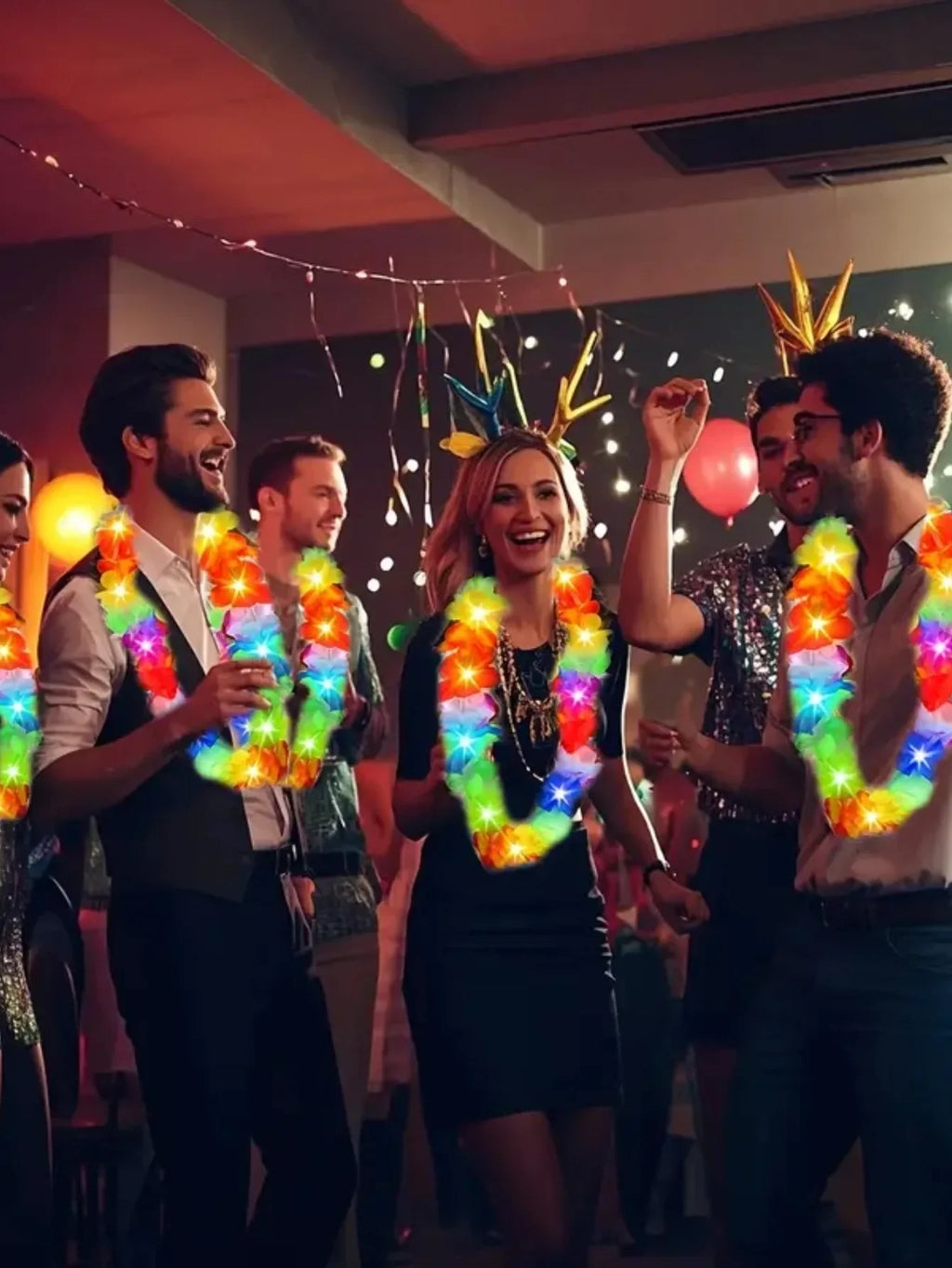 Festival Glowing Flower Wreath LED Hawaii Leis Necklace Light Up For Themed Parties Birthday Wedding Carnival Decoration