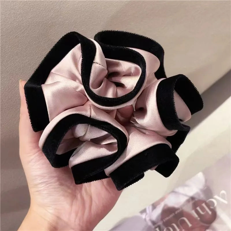 ruffle style velvet-edged satin scrunchie