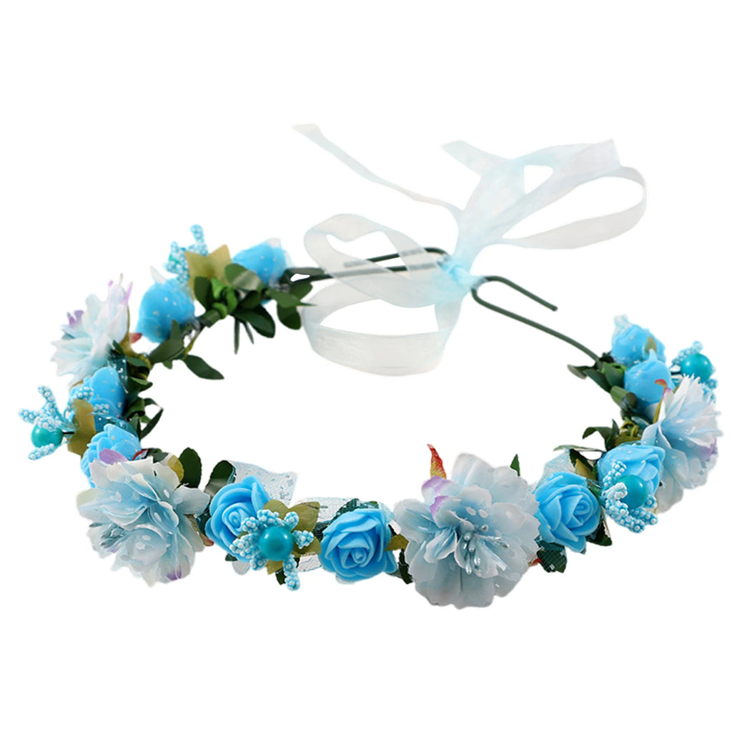 Bridal Flower Crown Headpiece DIY Hair Accessory for Wedding Bride Party Decoration Floral Wreath Hairband Hair Styling