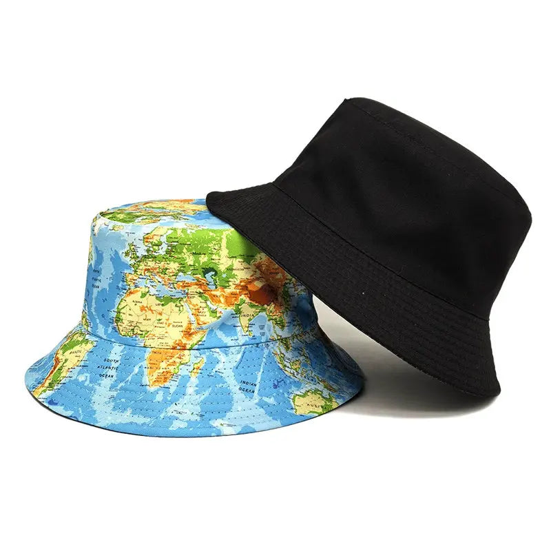 World map bucket hat