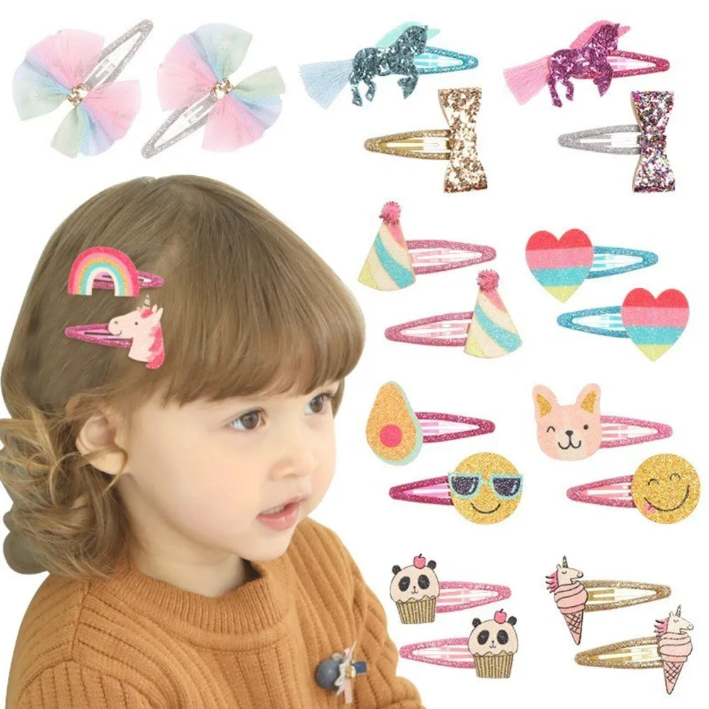 1 Pair/2pcs Hair Tie Bow Turban Newborn Kids Headwear Baby Girl Accessories Rainbow Unicorn Avocado Panda Ice Cream Children