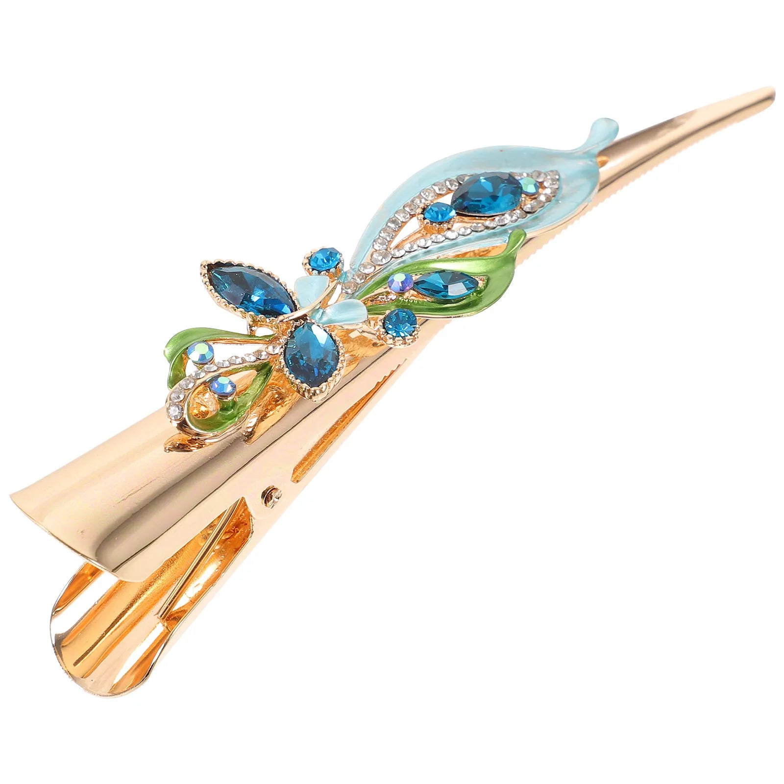 Chic Duckbilled Hair Clip for Women and Rhinestone Flower Embellished Vintage Metal Hair Accessory Daily Or Special wedding