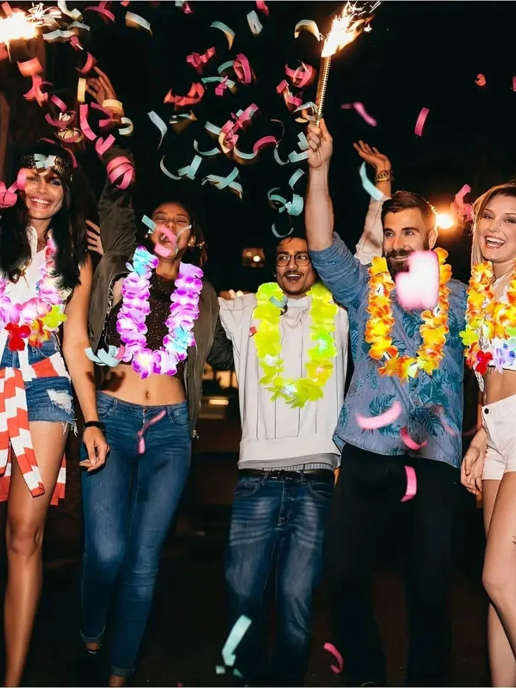 Festival Glowing Flower Wreath LED Hawaii Leis Necklace Light Up For Themed Parties Birthday Wedding Carnival Decoration