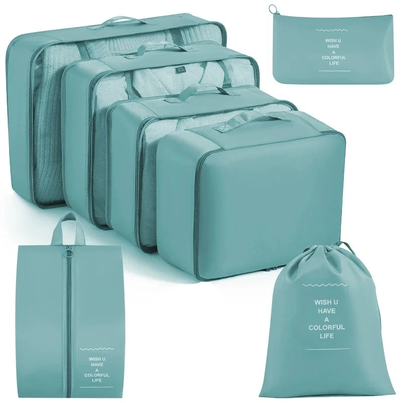 7/8/9/10 Pcs Set Travel Organizer Storage Bags Suitcase Packing Cubes Set Cases Portable Luggage Clothes Shoe Tidy Pouch Folding