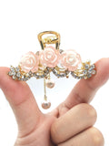 1pcs Fashion Elegant Exqusite Crystal Flower Pearl Tassel Hair Claws For Women Girls Party Ponytail Hair Accessories