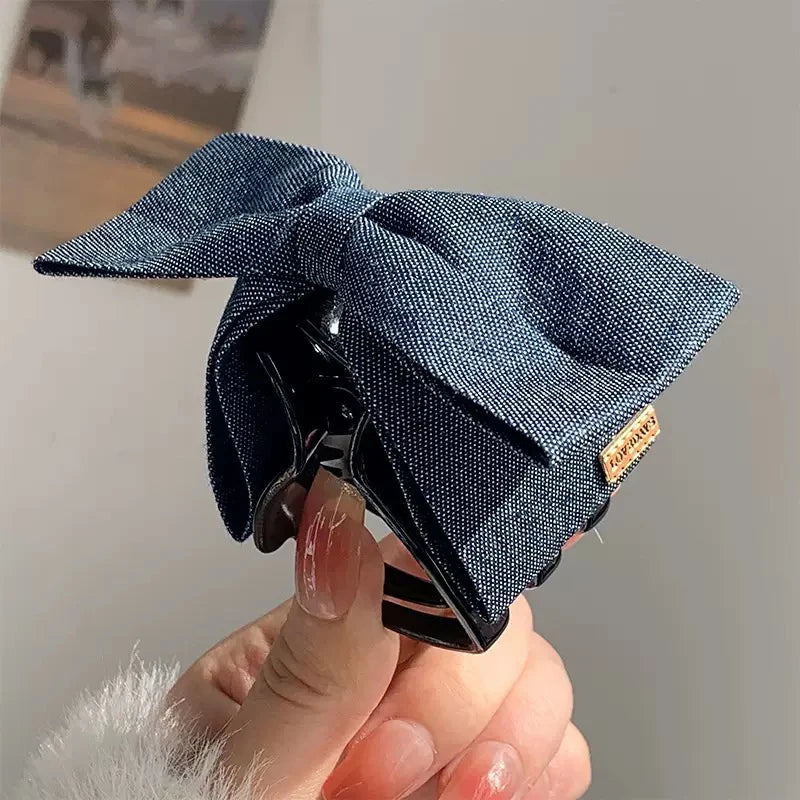 Denim bow  Hair Clip
