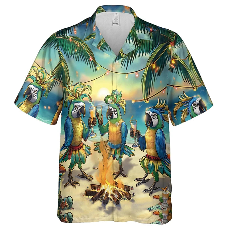 Parrot Shirts Hawaii Short Sleeve