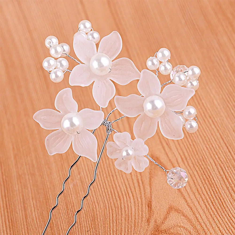 Festival Wedding Accessories Plait Hairpin Hair Jewelry Headdress Bride Hairpin Flower Hairpin Hair Clip pink white red