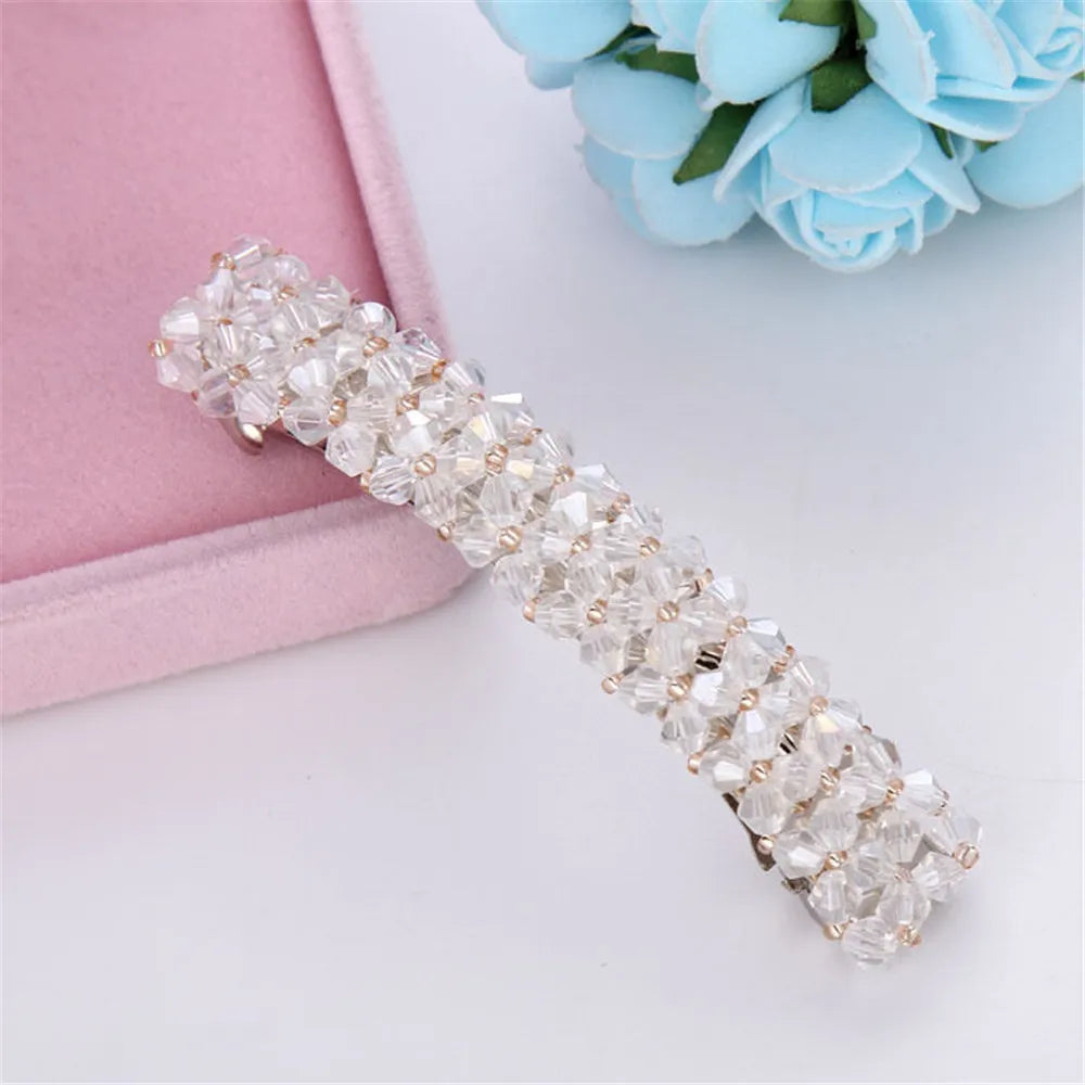 Sweet Colour  Crystal Hair Clips Spring Hair Grip Beads Hair Barrettes For Women Girl Fashion Simple Hair Accessories Headwear hair up hair