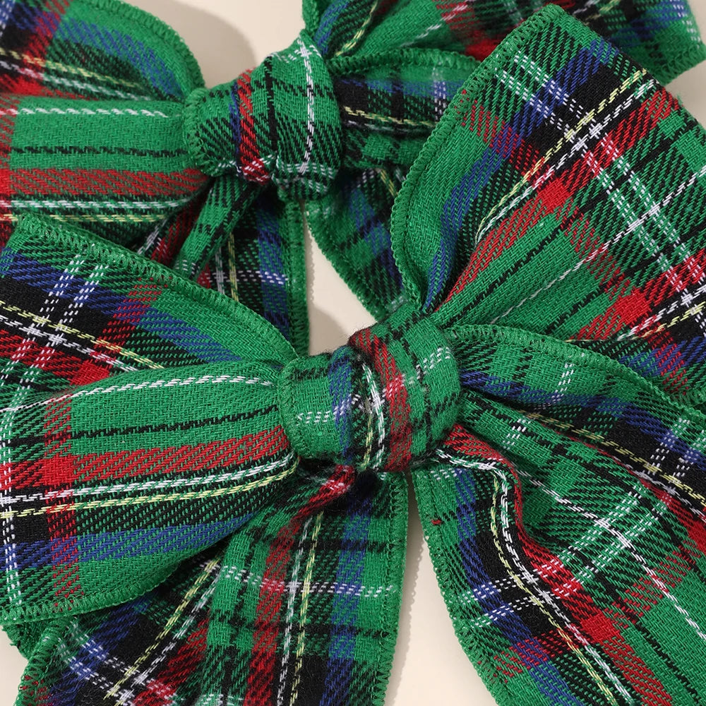 2 bows Christmas tartan pattern