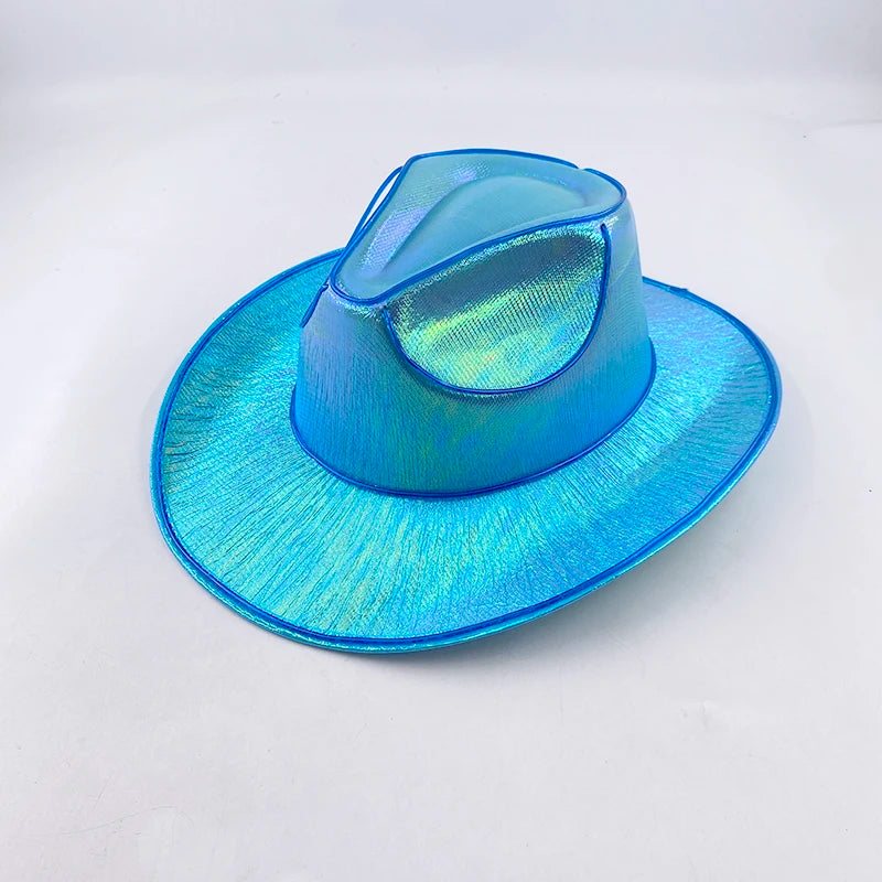 New Arrival Pearlescent Cowboy Hat Dance Costume Decorate Glowing Cowgirl Cap Glowing For Neon NightClub