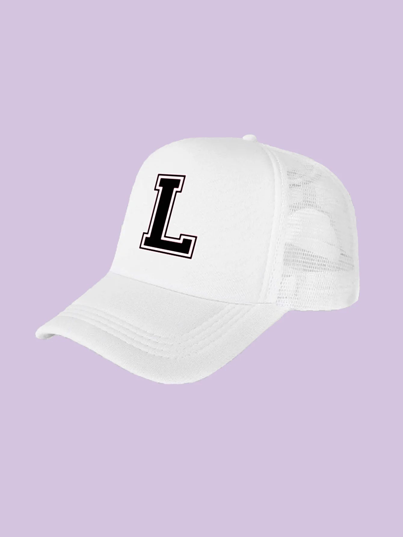 1Pc children's 26 letter printed baseball cap, fashionable sunshade duckbill cap for spring summer, breathable mesh trucker cap Initial cap