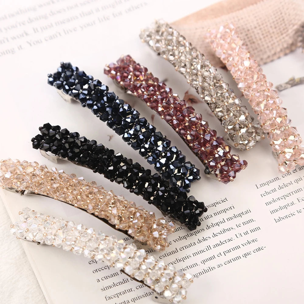Sweet Colour  Crystal Hair Clips Spring Hair Grip Beads Hair Barrettes For Women Girl Fashion Simple Hair Accessories Headwear hair up hair