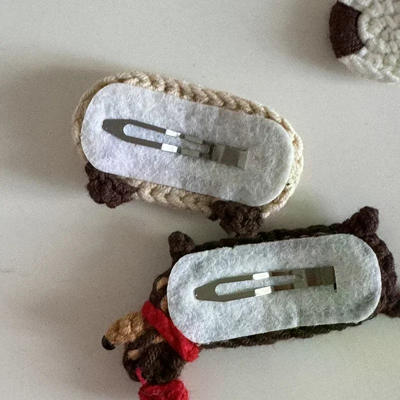 Crochet Hair Clip sausage dog Dachshund or cat