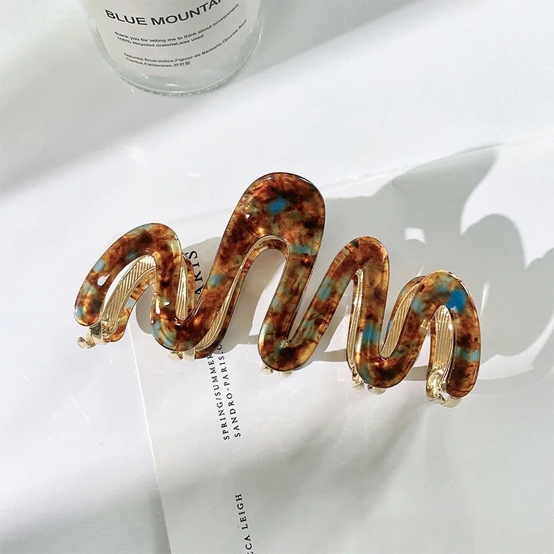 1pc New Acetic Acid claw  Clip High Quality Metal Grip Clip Wave Fashion Hair Grip Women's Premium Sense