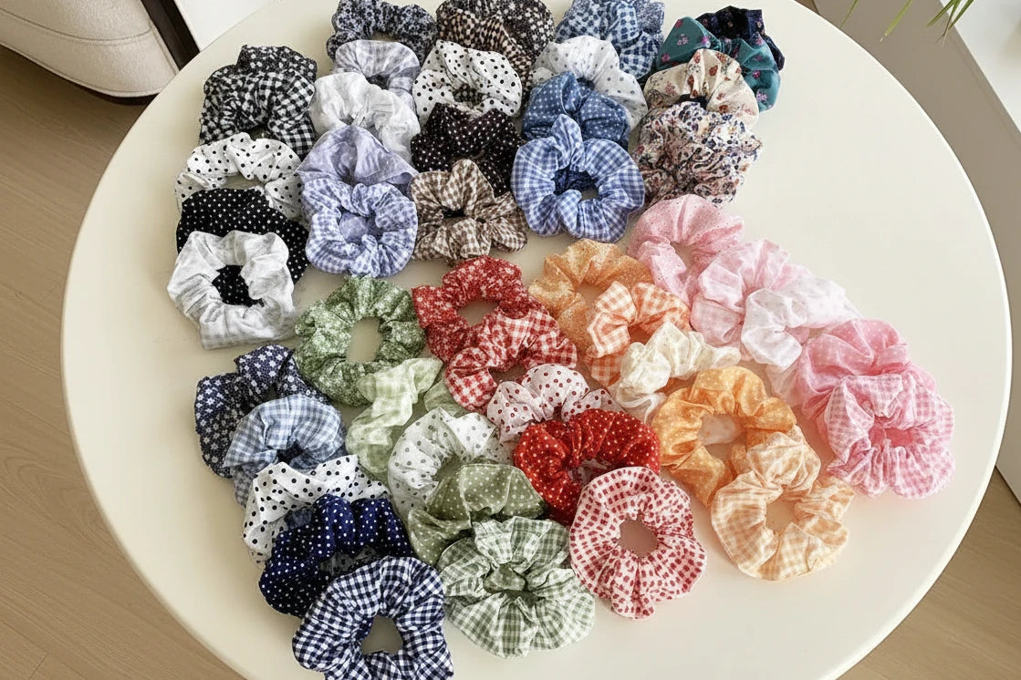 5 x Polka Dot Hair scrunchies