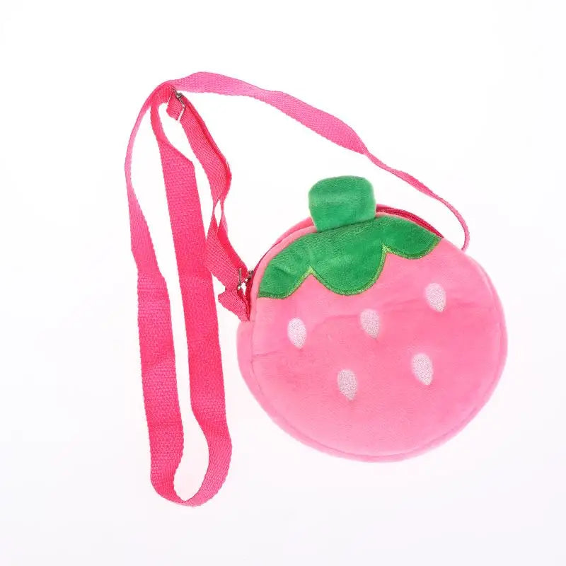 Adorable Cartoon Strawberry Plush Purse Crossbody Bag for Kids, Adults